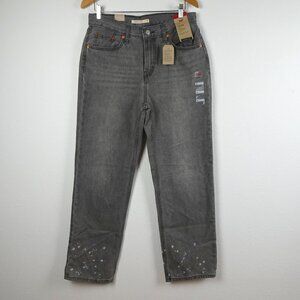 Levi's Relaxed Low Pro Jeans Women's Size 29 Gray Denim Splatter Straight Leg